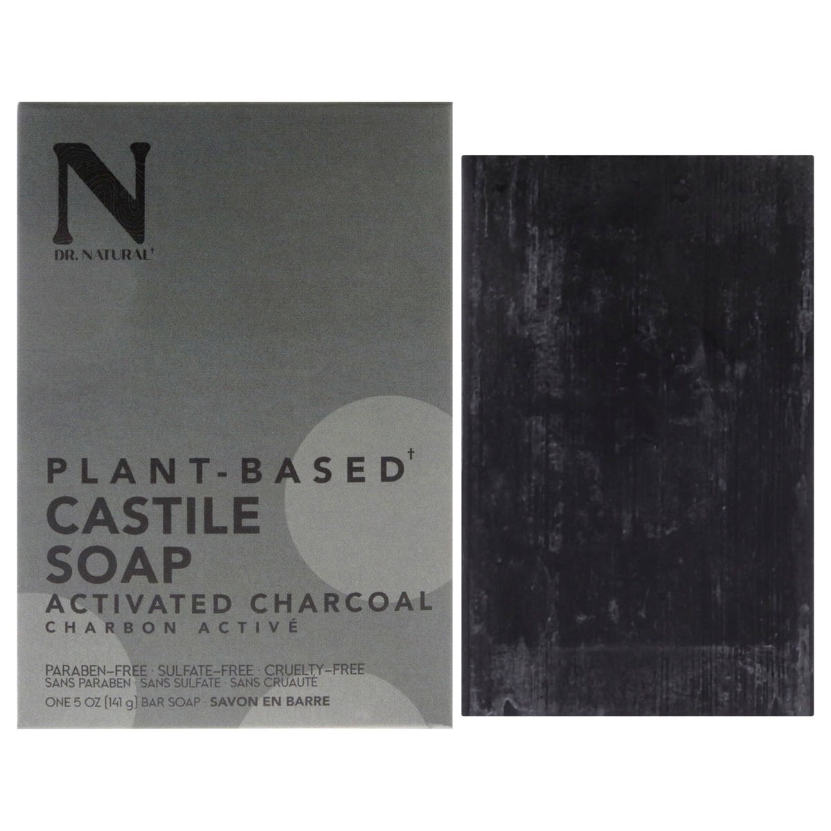 Dr Natural Castile Bar Soap – Activated Charcoal by Dr Natural for Unisex – 5 oz Soap