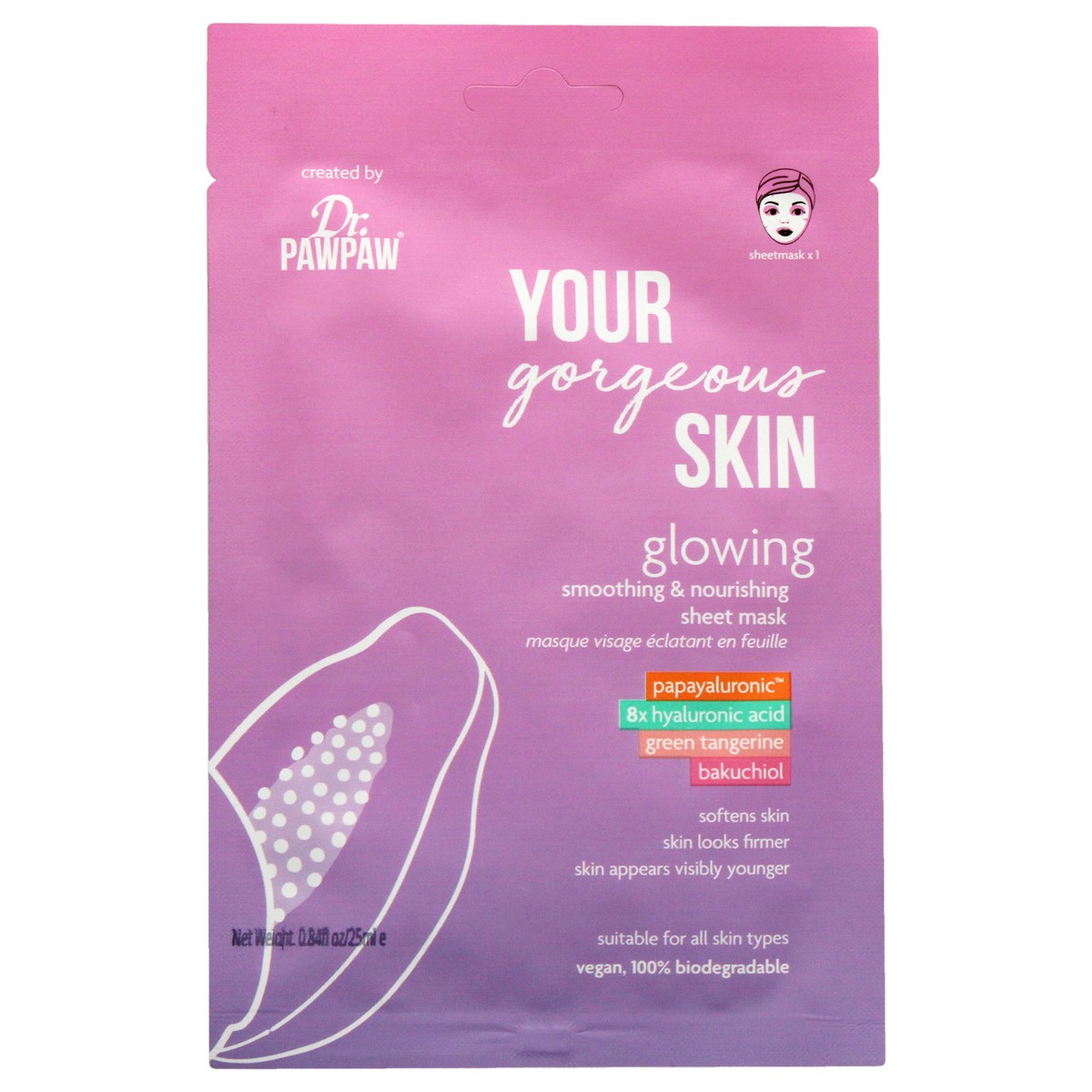 Dr PawPaw Your Gorgeous Skin Glowing Sheet Mask by Dr PawPaw for Unisex - 1 Pc Mask