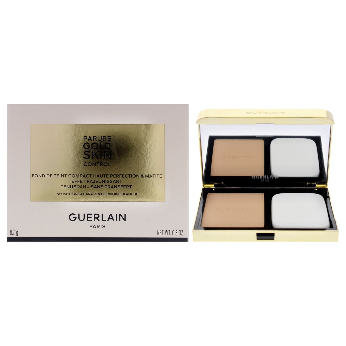 Guerlain Parure Gold Skin Control Matte Compact Foundation - 3N Medium Skin with Neutral Beige Undertones by Guerlain for Women - 03 oz Foundation