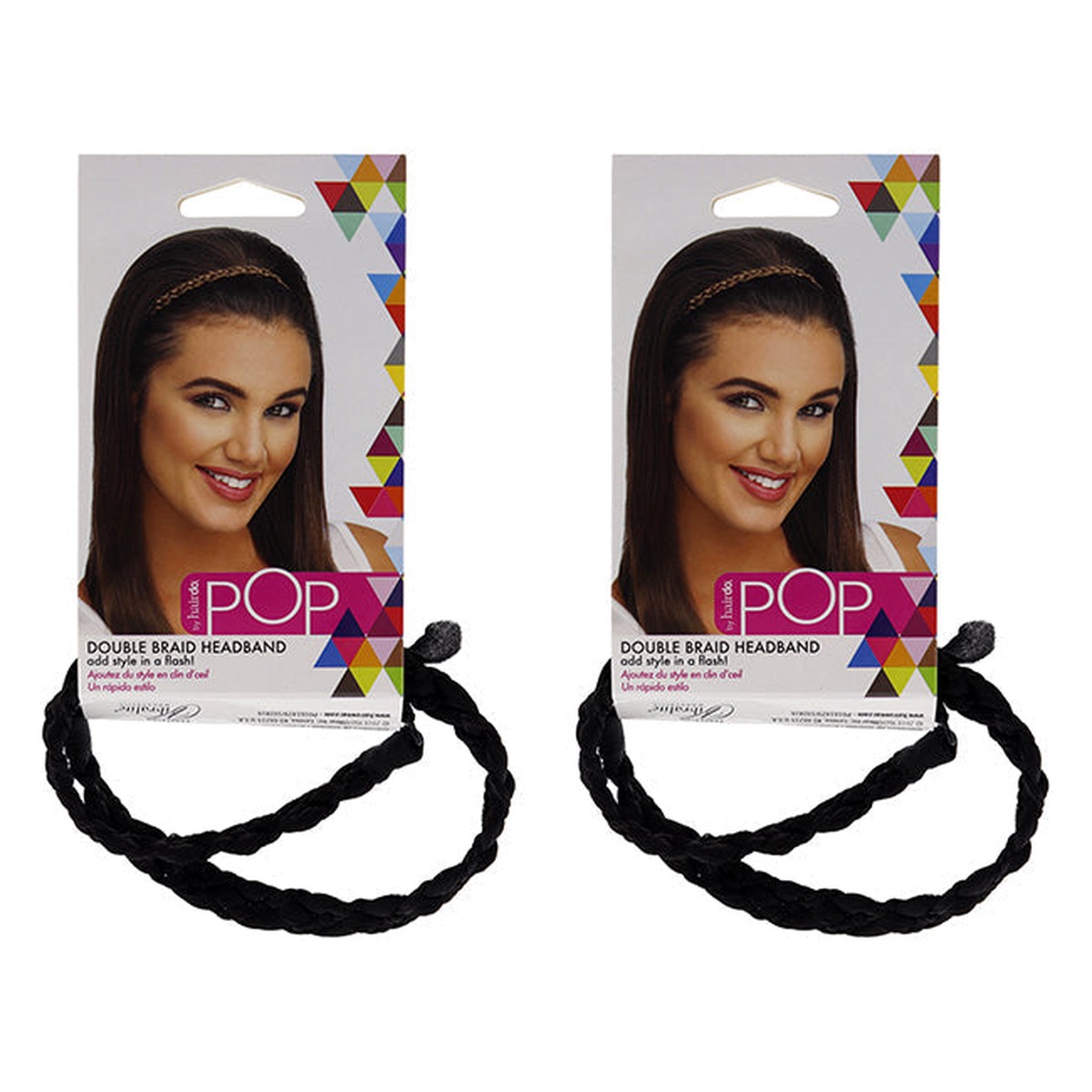 Hairdo Pop Double Braid Headband – R2 Ebony by Hairdo for Women – 1 Pc Hair Band – Pack of 2