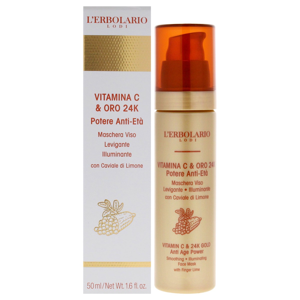 LErbolario Vitamin C and 24K Gold Smoothing Illuminating Face Mask by LErbolario for Women - 16 oz Mask