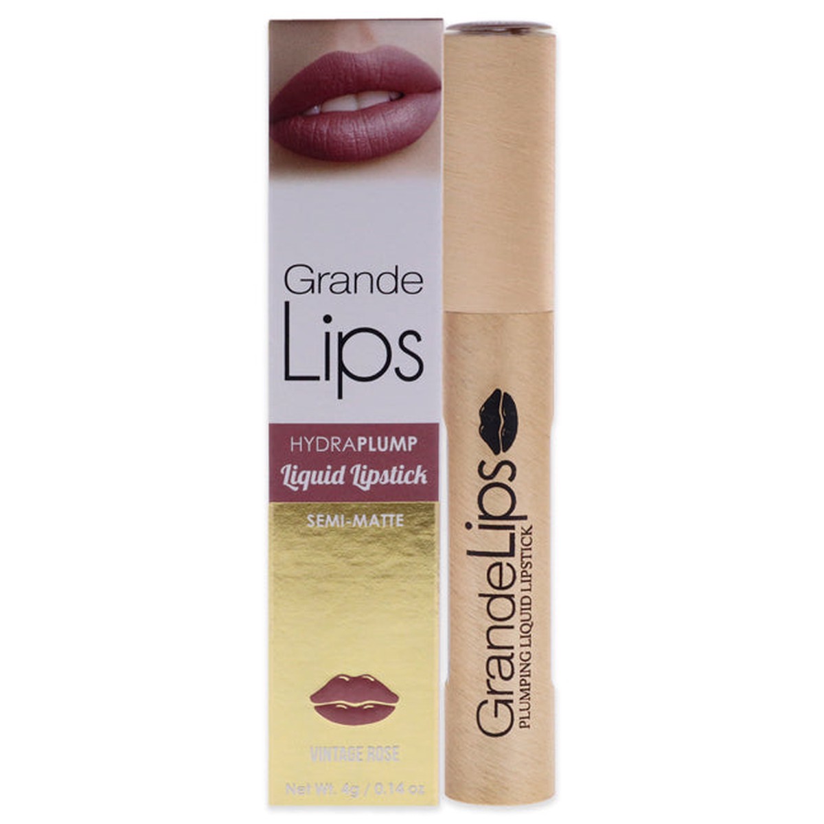 Grande Cosmetics GrandeLIPS Plumping Liquid Lipstick Semi Matte – Vintage Rose by Grande Cosmetics for Women – 014 oz Lipstick