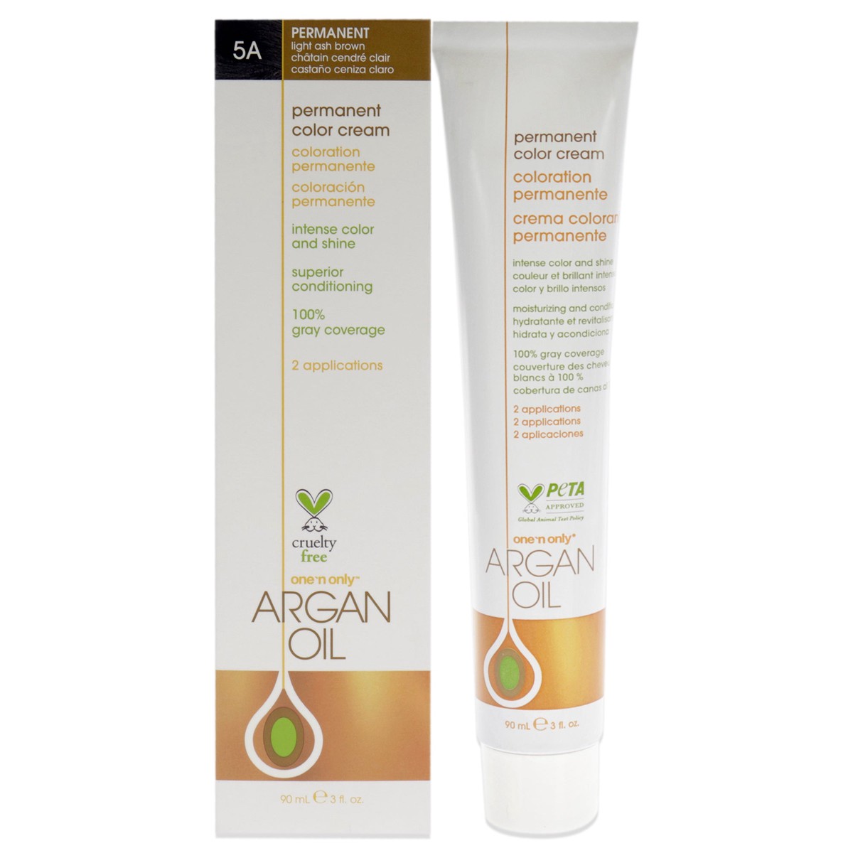 One n Only Argan Oil Permanent Color Cream – 5A Light Ash Brown by One n Only for Unisex – 3 oz Hair Color