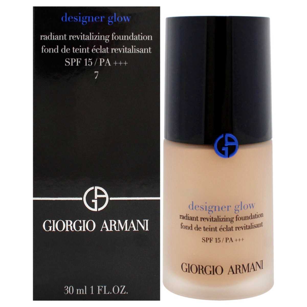 Giorgio Armani Designer Glow Radiant Revitalizing Foundation SPF 15 Plus – 7 by Giorgio Armani for Women – 1 oz Foundation