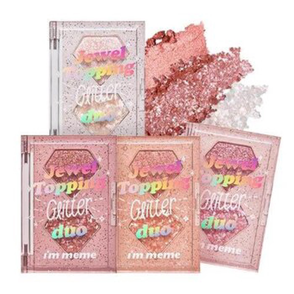 IM MEME Jewel Topping Glitter Duo 4 palettes are available01 Rose Jeweleyeshadow paletteshine 1pc2 shades in 1 03 Pink Jewel –