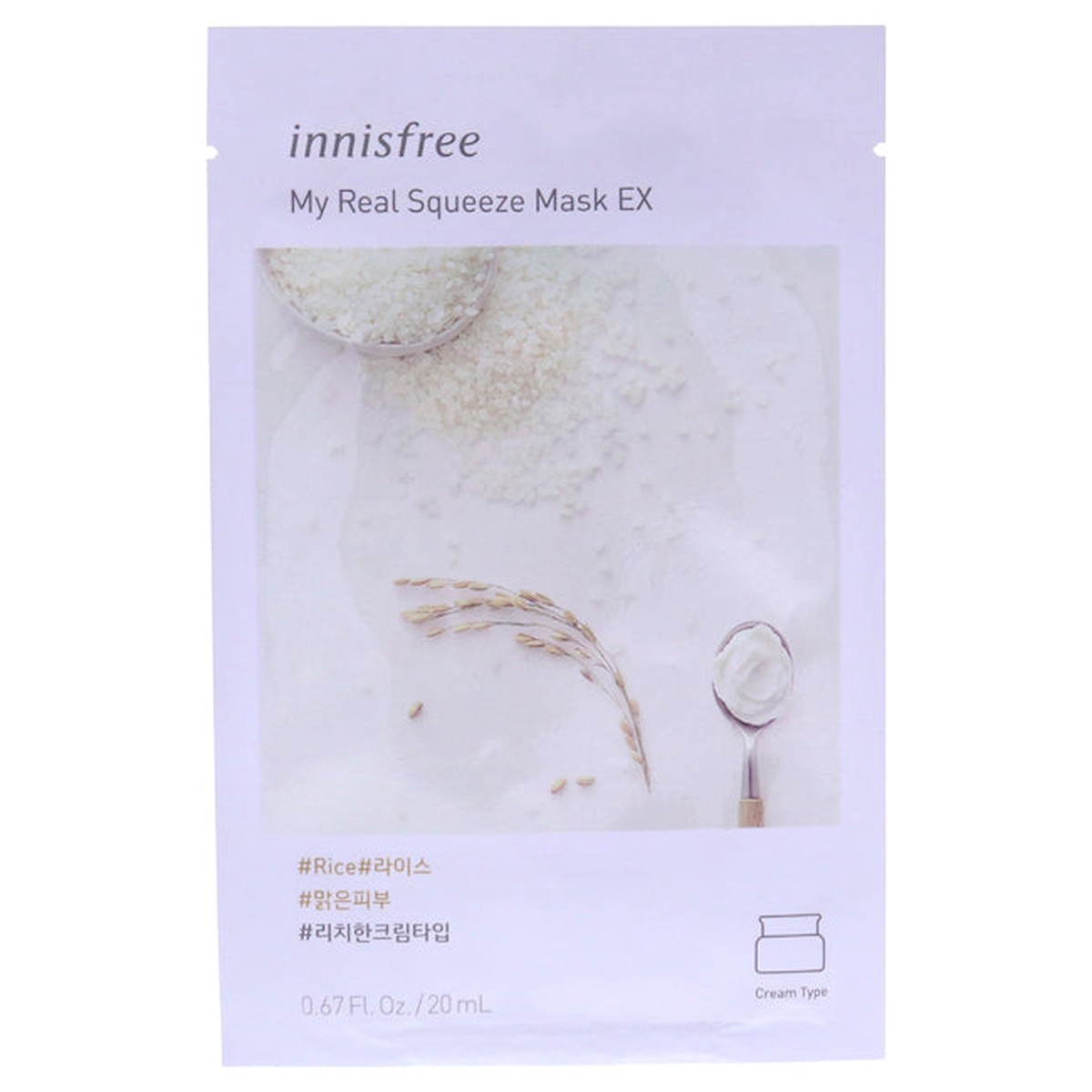 Innisfree My Real Squeeze Mask – Rice by Innisfree for Unisex – 067 oz Mask