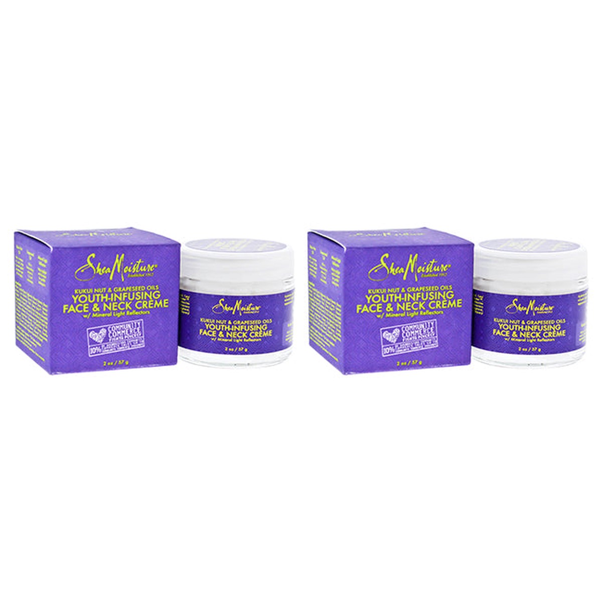 Shea Moisture Kukui Nut Grapeseed Oils Youth-Infusing Face Neck Cream – Pack of 2 by Shea Moisture for Unisex – 2 oz Cream