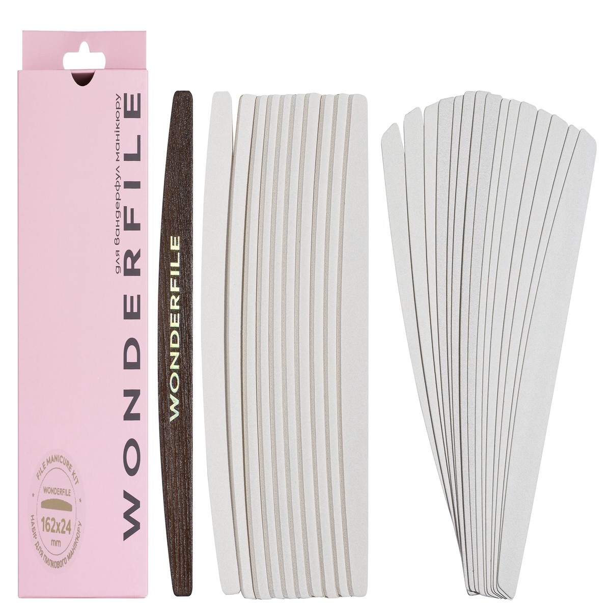 Wonderfile file manicure set with 162×24 wooden base