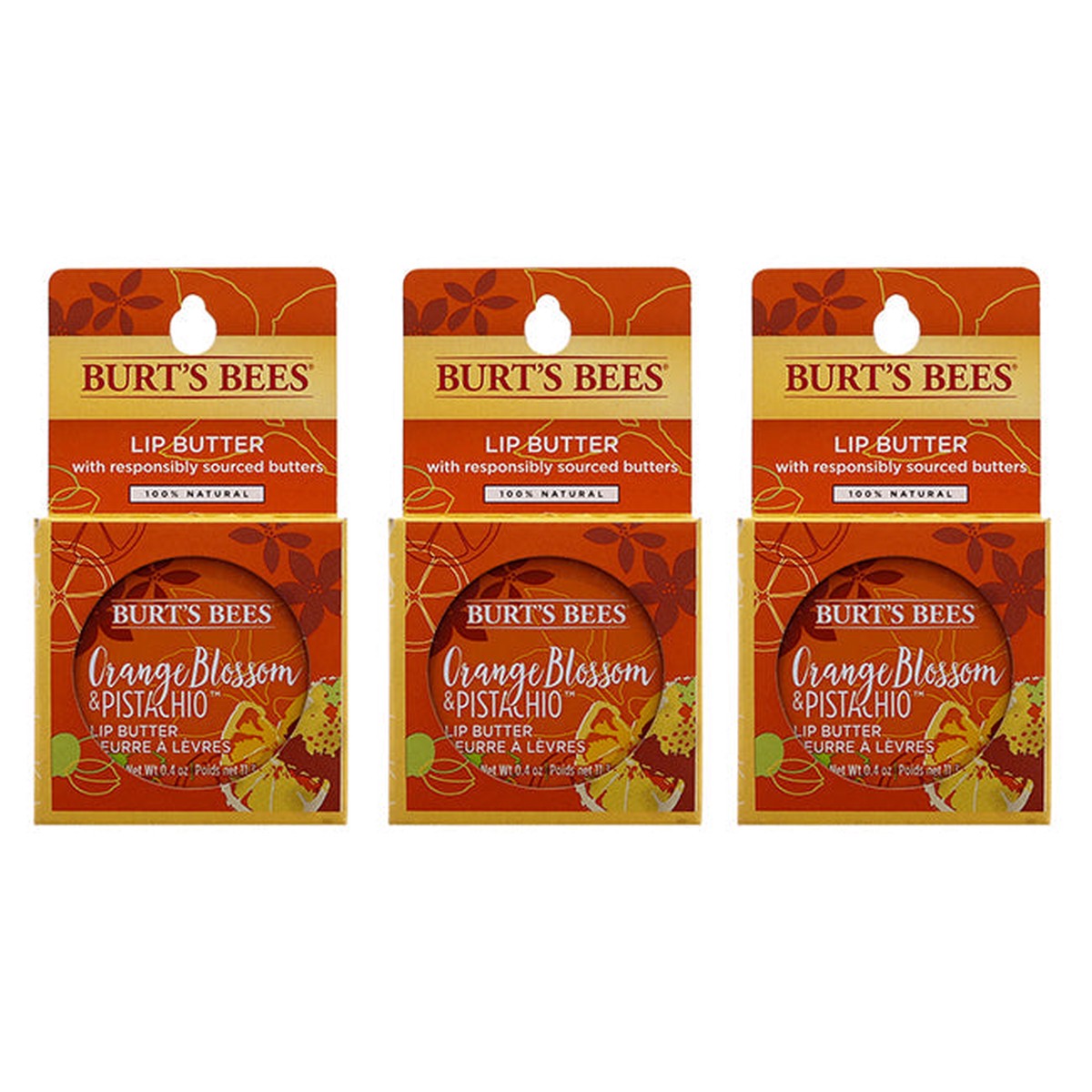 Burts Bees Orange Blossom and Pistachio Lip Butter by Burts Bees for Unisex – 04 oz Lip Balm – Pack of 3