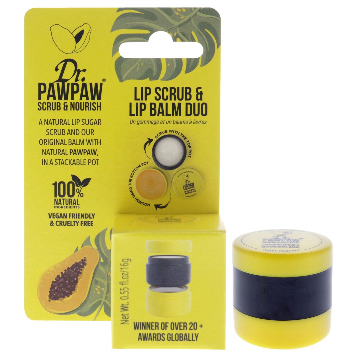 Dr PawPaw Lip Scrub and Lip Balm Duo by Dr PawPaw for Women – 2 Pc Lip Sugar Scrub Original Balm