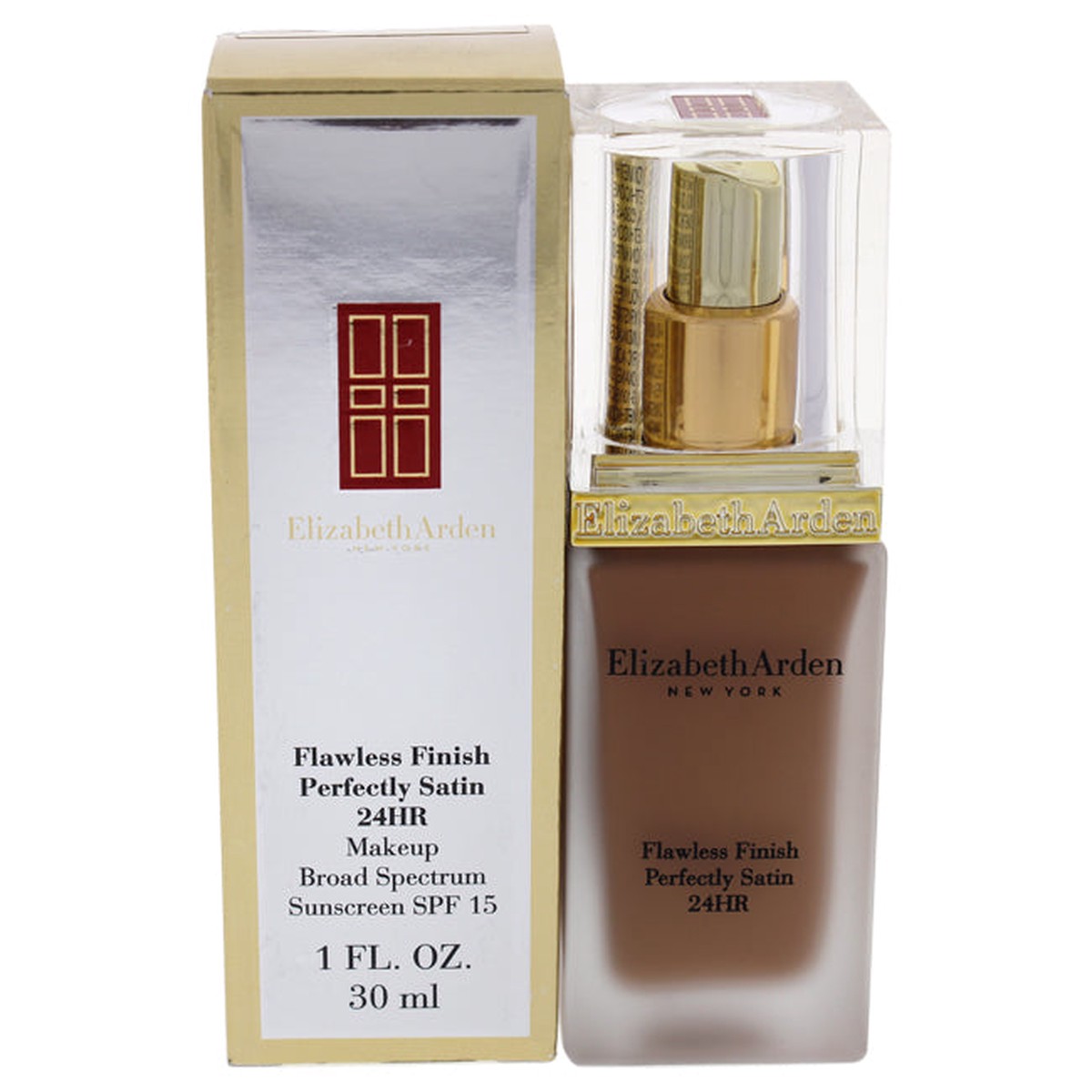 Elizabeth Arden Flawless Finish Perfectly Satin 24HR Makeup SPF 15 – 14 Caramel by Elizabeth Arden for Women – 1 oz Foundation