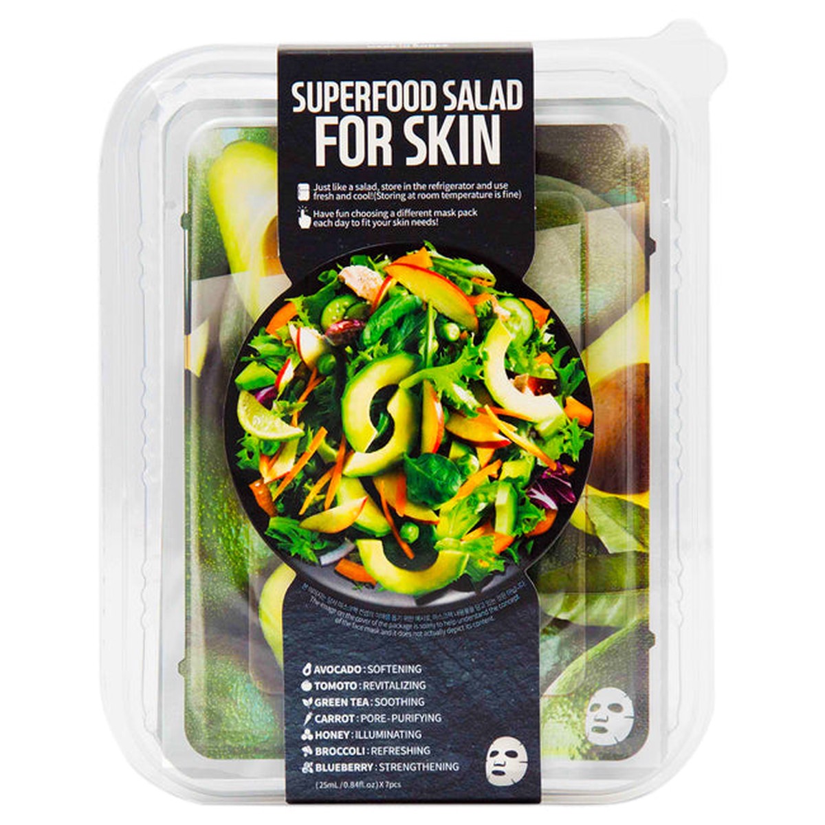 Farm Skin Superfood Salad Facial Sheet Mask For Skin – Avocado by Farm Skin for Unisex – 7 x 084 oz Mask