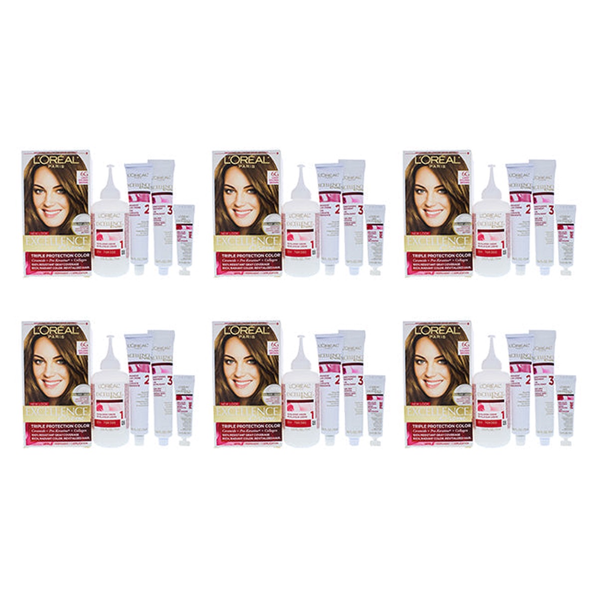 LOreal Paris Excellence Creme Pro – Keratine – 6G Light Golden Brown – Warmer by LOreal Paris for Unisex – 1 Application Hair Color – Pack of 6