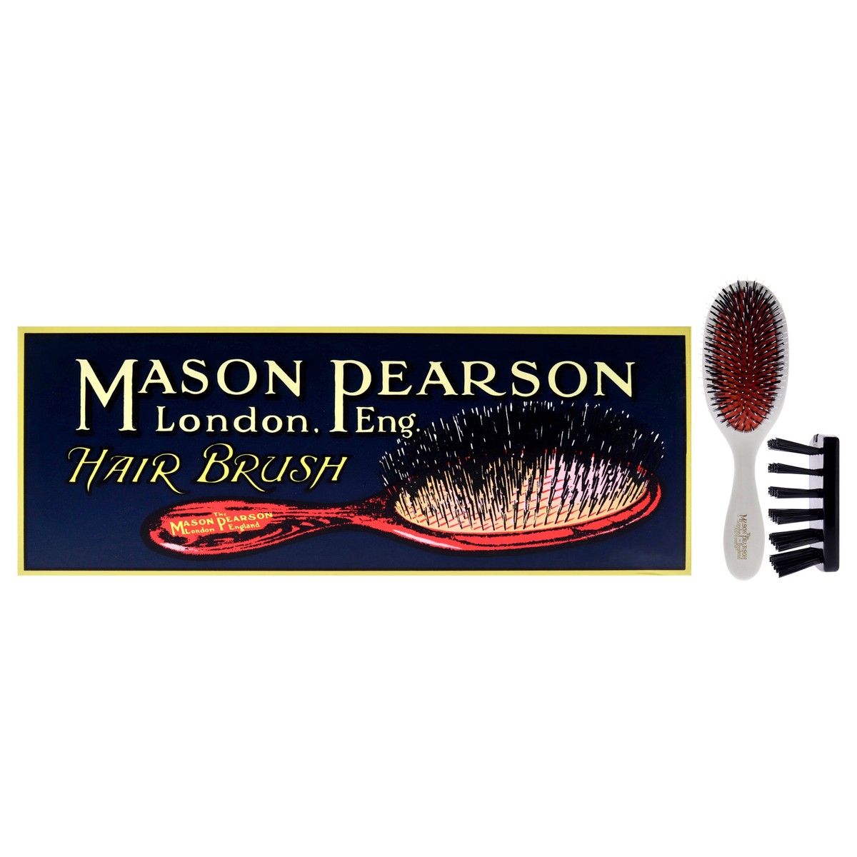 Mason Pearson Handy Bristle and Nylon Brush – BN3 Ivory by Mason Pearson for Unisex – 2 Pc Hair Brush Cleaning Brush