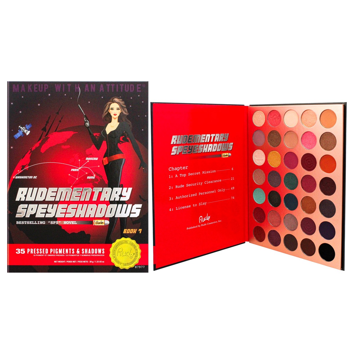 Rude Cosmetics Rudementary SpeyeShadows 35 Eyeshadows Palette – Book 7 by Rude Cosmetics for Women – 133 oz Eye Shadow