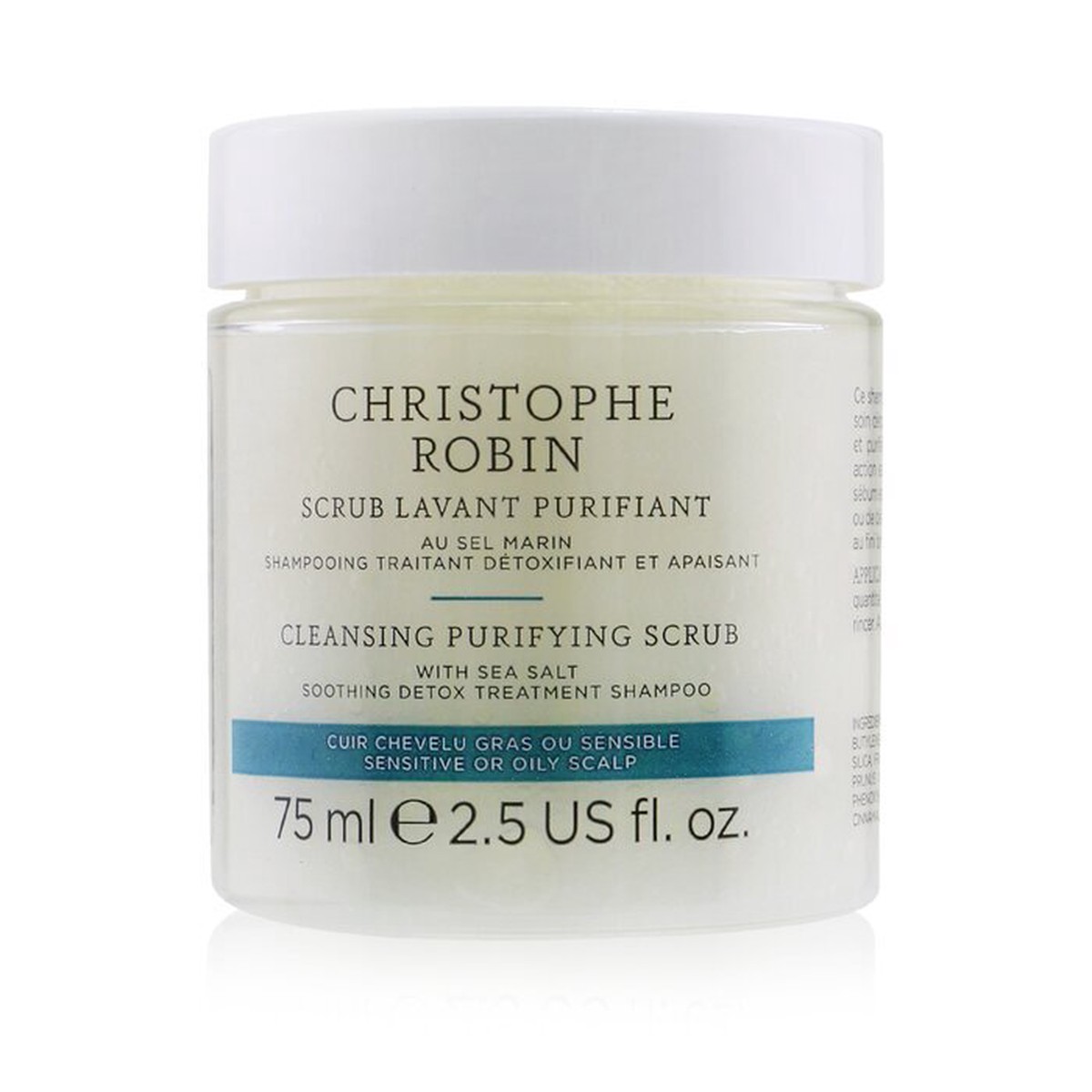 Christophe Robin Cleansing Purifying Scrub with Sea Salt (Soothing Detox Treatment Shampoo) – Sensitive or Oily Scalp 75ml25oz
