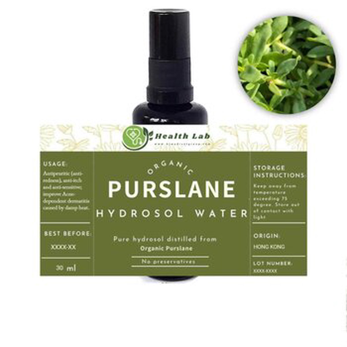 Health Lab Ancient Purslane Hydrosol (Anti allergic anti inflammatory and anti acne) Fixed Size