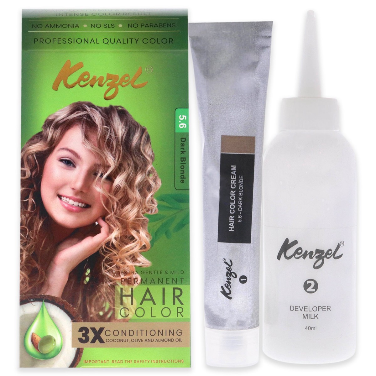 Kenzel Extra Gentle and Mild Permanent Hair Color – 56 Dark Blonde by Kenzel for Women – 1 Application Hair Color