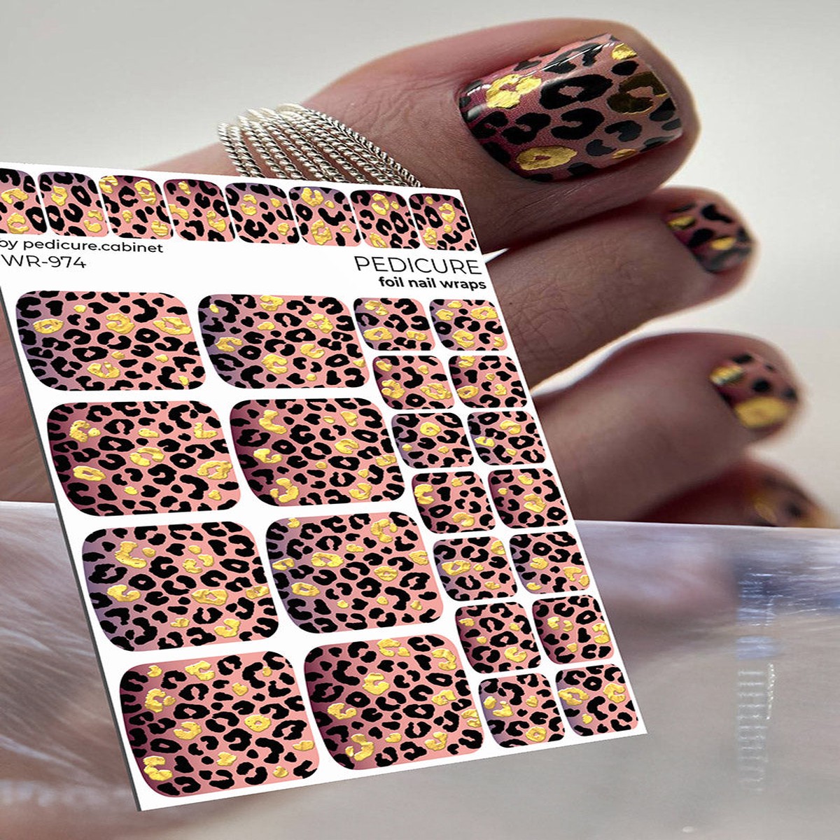 Pedicure cabinet pedicure nail wraps with gold foil WR-974