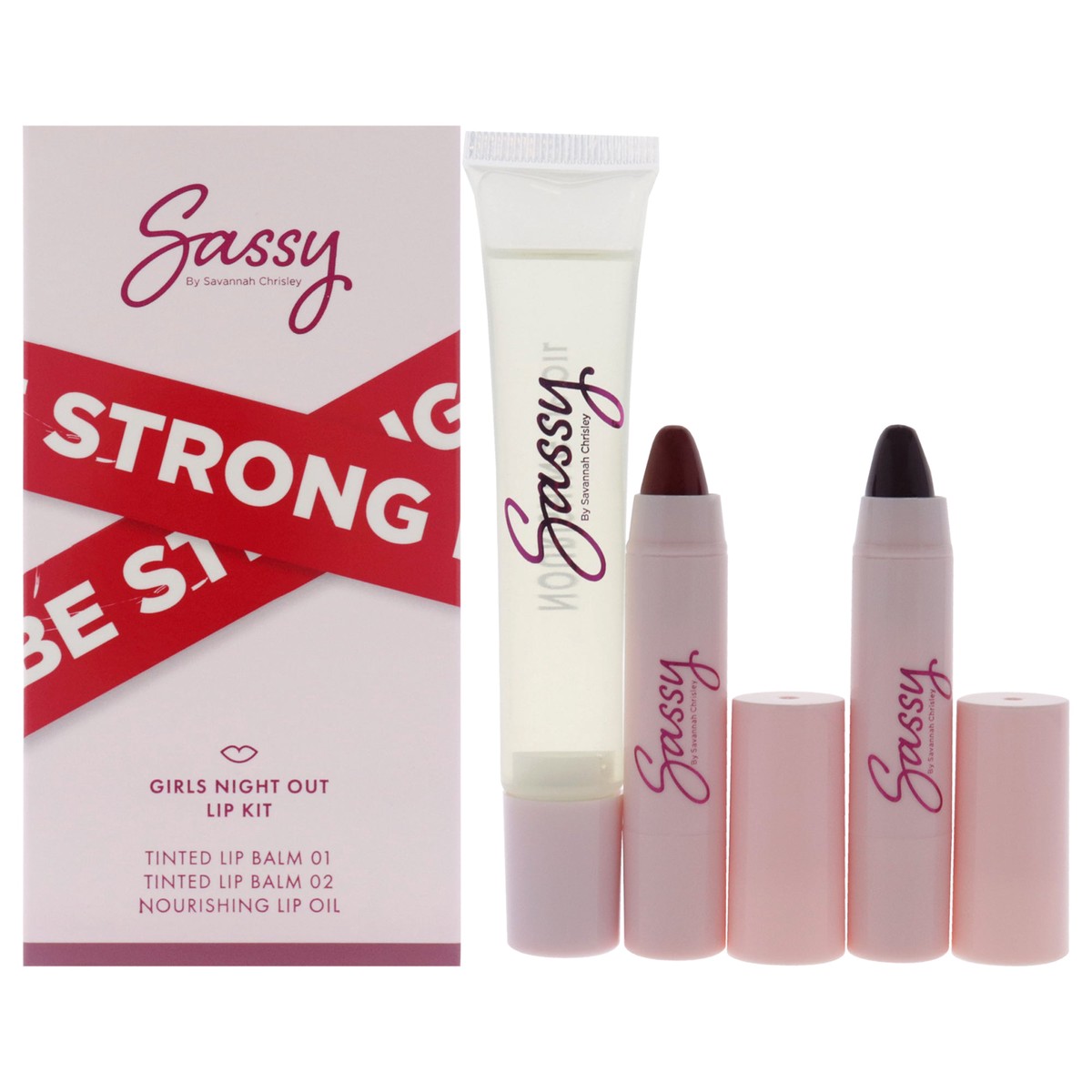 Sassy by Savannah Chrisley Breakup Collection Lip Kit – Girls Night Out by Sassy by Savannah Chrisley for Women – 3 Pc Nourishing Lip Oil 2Pc Tinted Lip Balms