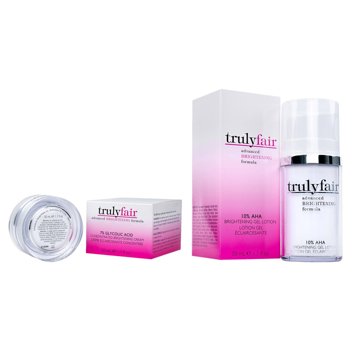 Truly Fair Truly Fair Kit by Truly Fair for Unisex – 2 Pc Kit 17oz 10 Percent Aha Brightening Gel Lotion 17oz 7 Percent Glycolic Acid Concentrated Brightening Cream