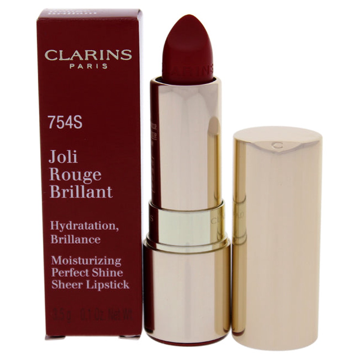 Clarins Joli Rouge Brillant Lipstick – 754S Deep Red by Clarins for Women – 01 oz Lipstick