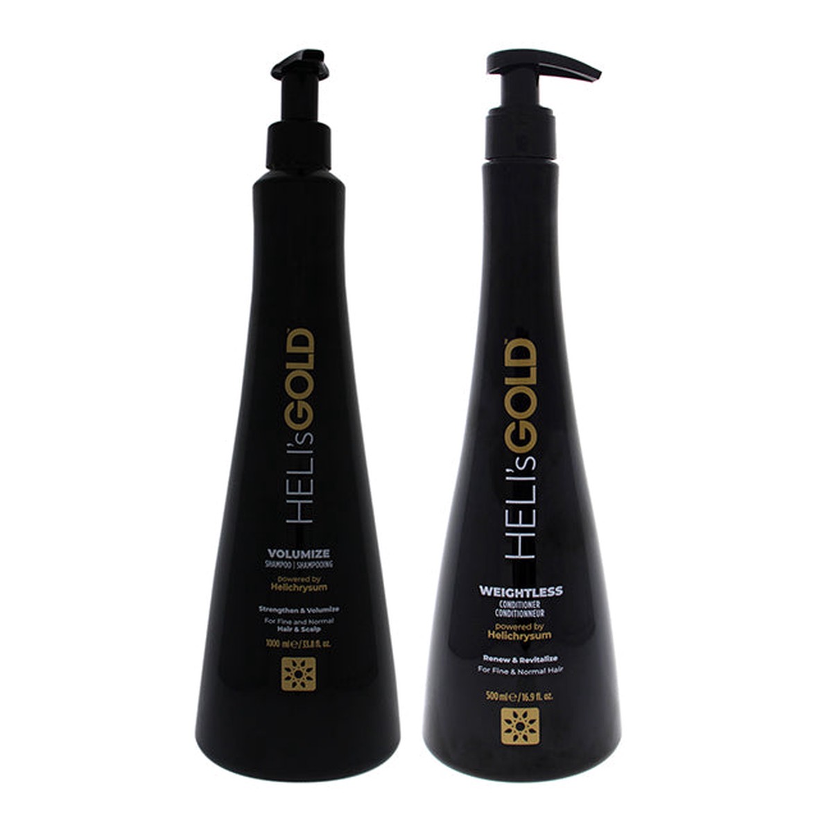 Helis Gold Volume Series Kit by Helis Gold for Unisex – 2 Pc Kit 338oz Volumize Shampoo 169oz Weightless Conditioner