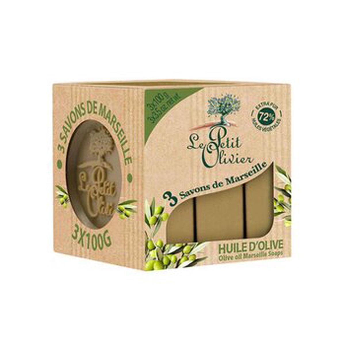 Le Petit Olivier Olive Oil Marseille soaps 3 x 100g Fixed Size