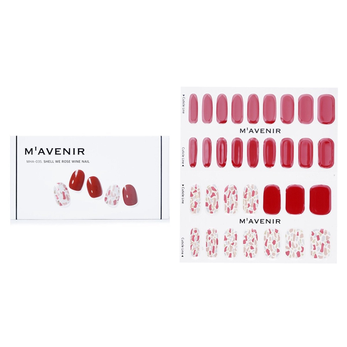 Mavenir Nail Sticker (Red) – Shell We Rose Wine Nail 32pcs