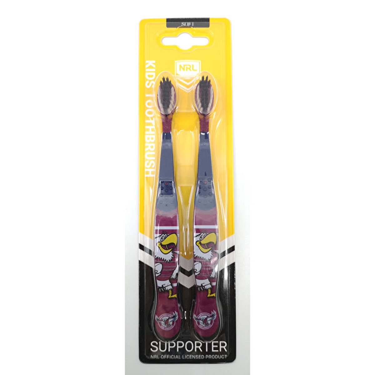 Nrl Mascot Kids Toothbrush – Sea Eagles 2 Pack