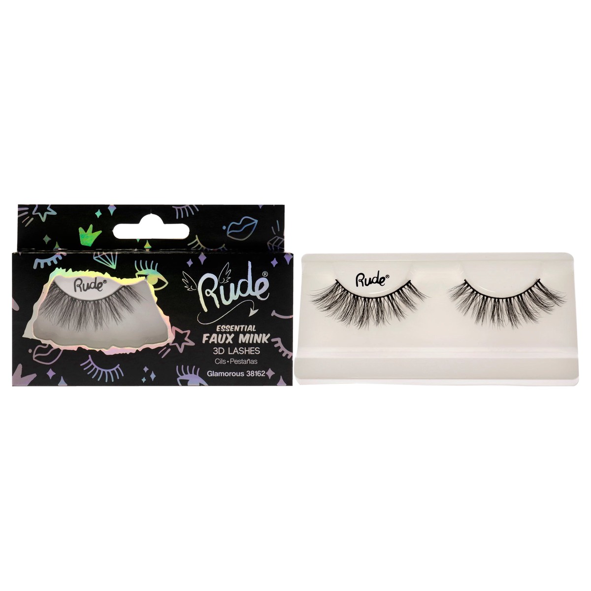 Rude Cosmetics Essential Faux Mink 3D Lashes – Glamorous by Rude Cosmetics for Women – 1 Pc Pair