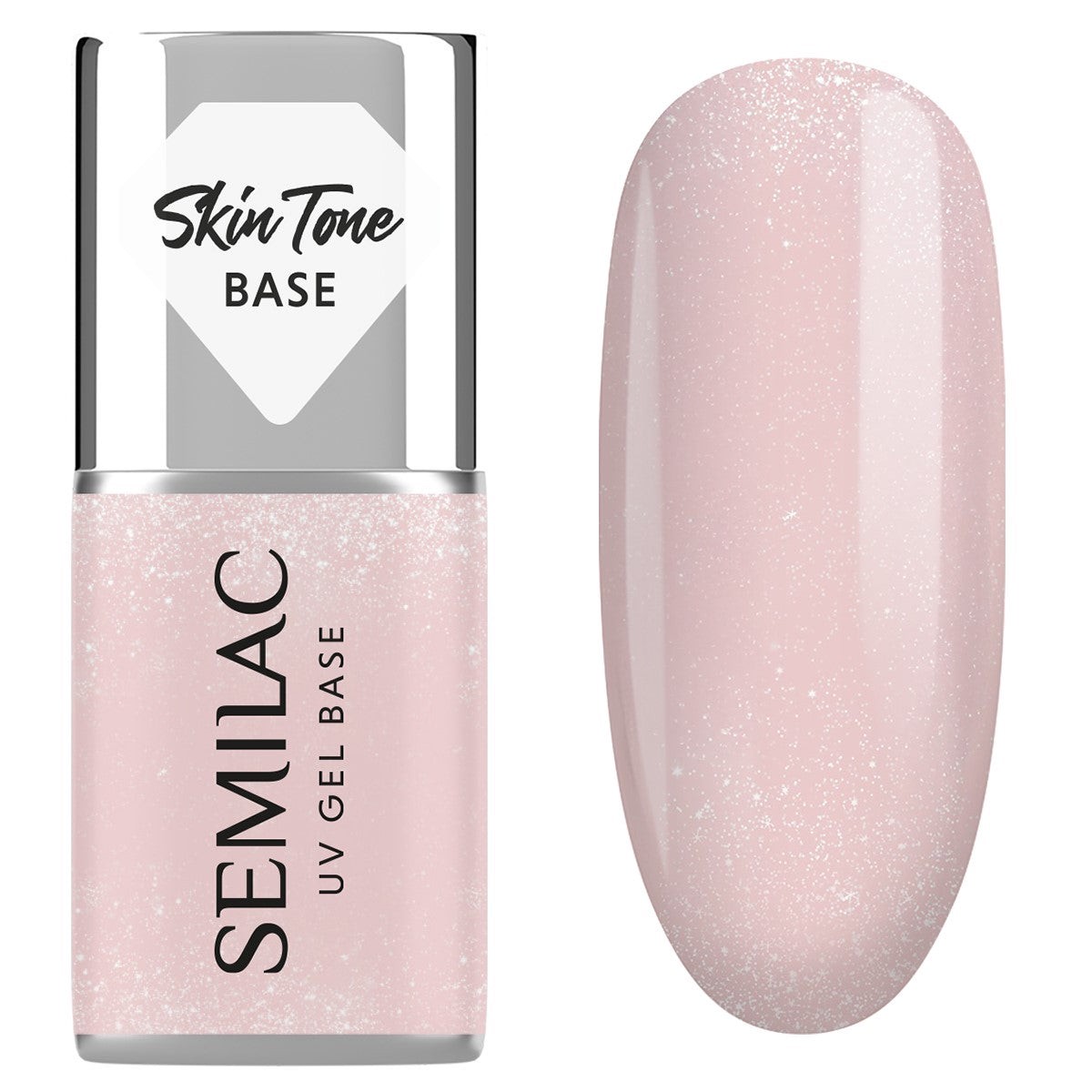Semilac Skin Tone Cover Base 2in1 Glitter Beige 7 ml