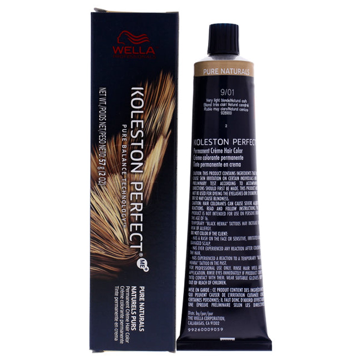 Wella Koleston Perfect Permanent Creme Hair Color – 9 01 Very Light Blonde-Natural Ash by Wella for Unisex – 2 oz Hair Color
