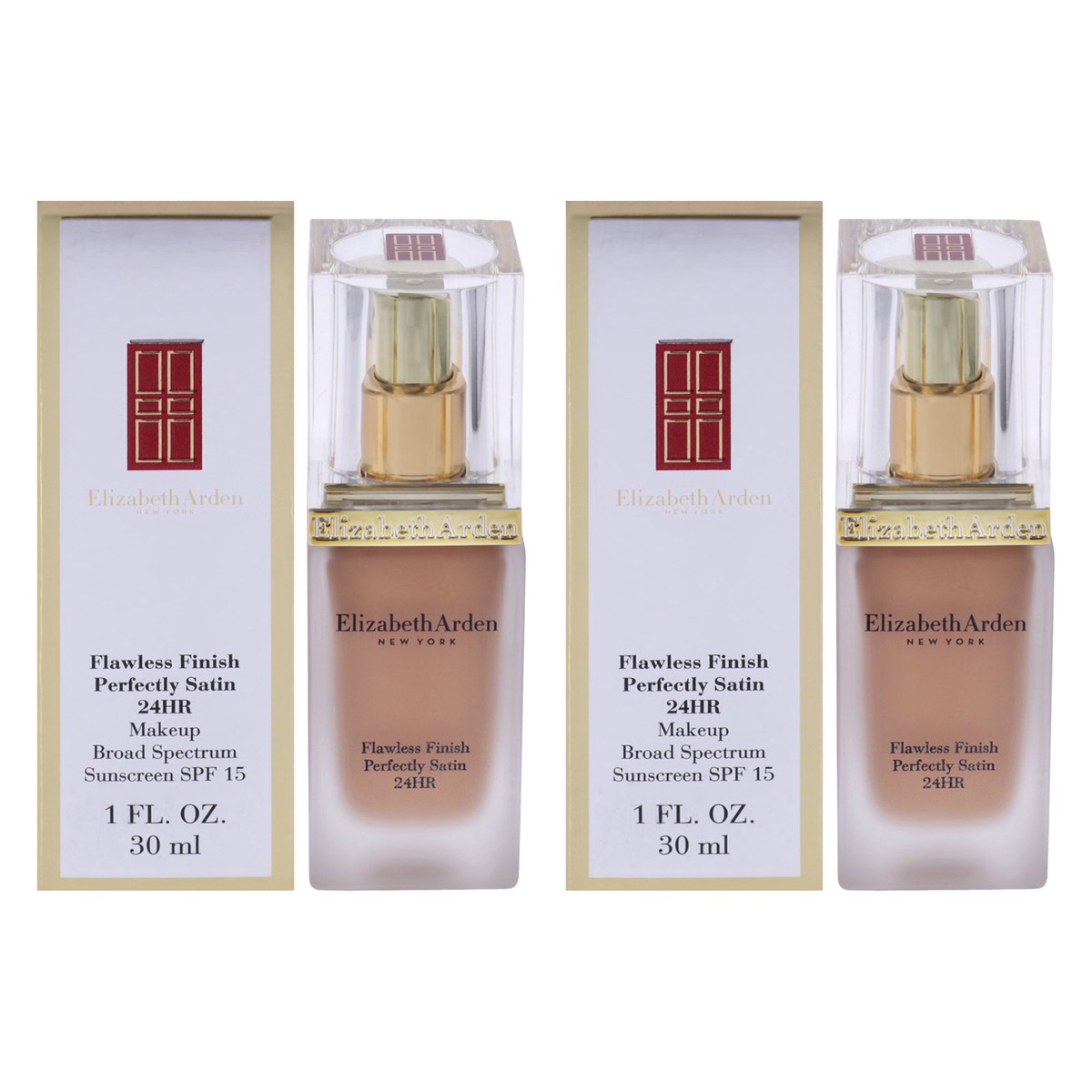 Elizabeth Arden Flawless Finish Perfectly Satin 24HR Makeup SPF 15 – 14 Caramel by Elizabeth Arden for Women – 1 oz Foundation – Pack of 2