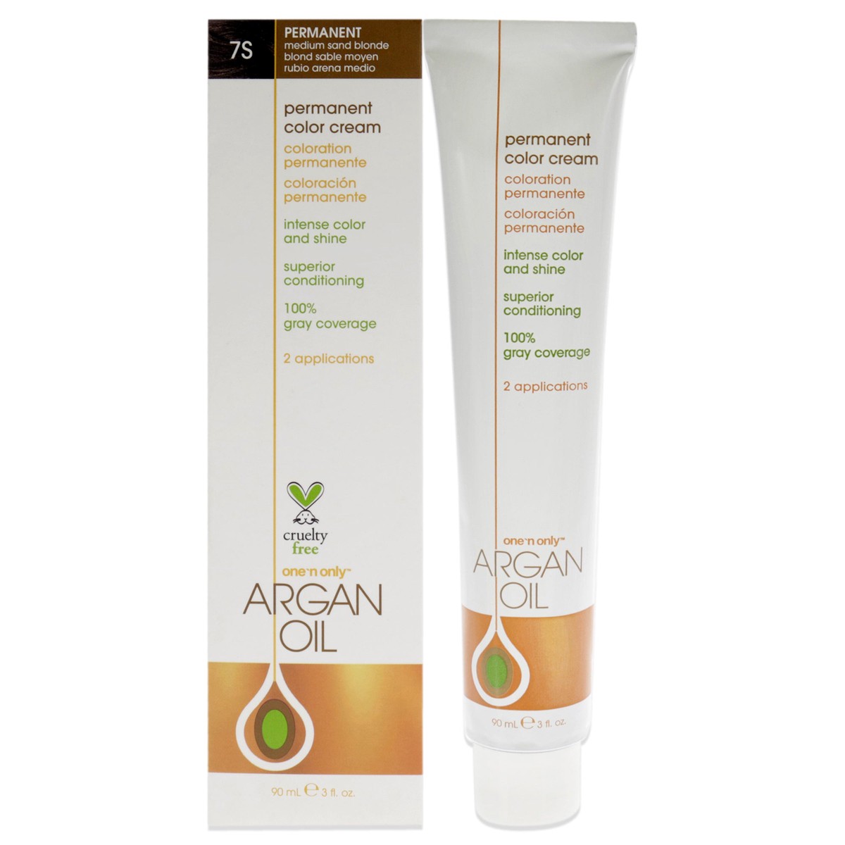 One n Only Argan Oil Permanent Color Cream – 7S Medium Sand Blonde by One n Only for Unisex – 3 oz Hair Color