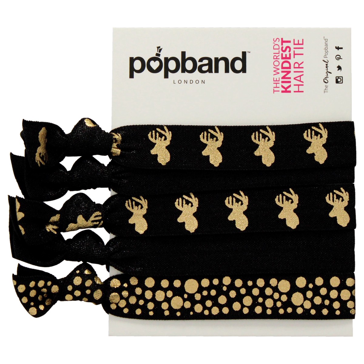 Popband Hair Tie – Stag by Popband for Women – 5 Pc Hair Bands