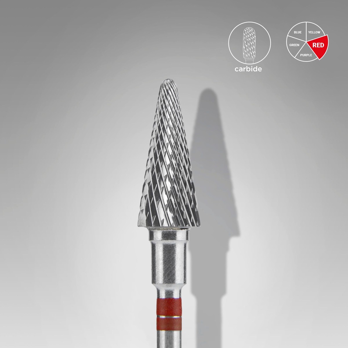STALEKS Nail drill (for left-handle)conical red diameter 6 mm working part 14 mm FT73R06014