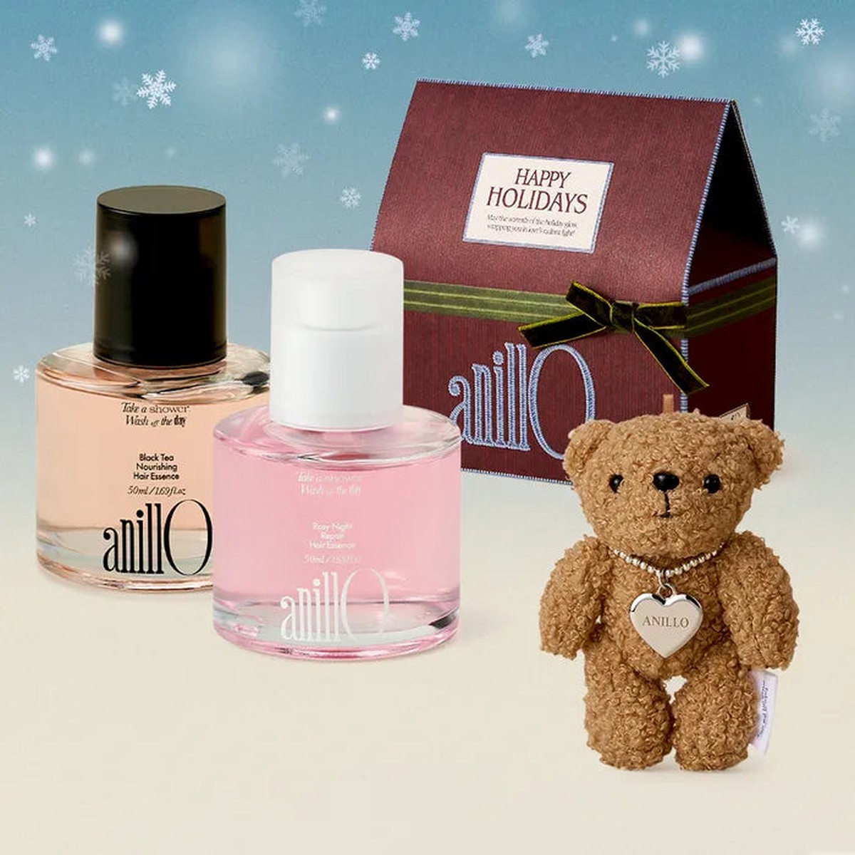 2025Holiday anillO Hair Essence Duo Set (Teddy Bear Keyring)