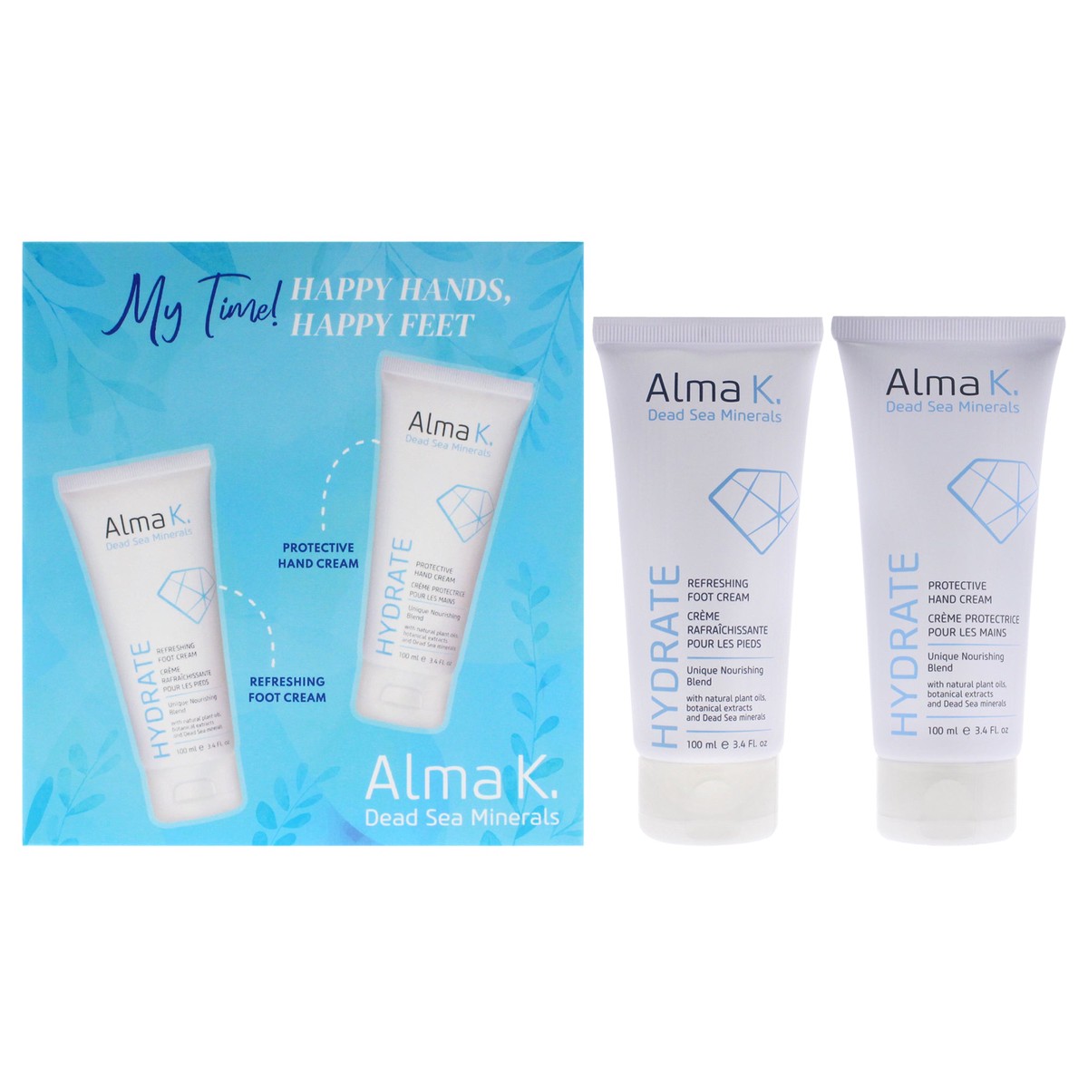 Alma K Happy Hands Happy Feet Set by Alma K for Women - 2 Pc 34oz Protective Hand Cream 34oz Refreshing Foot Cream