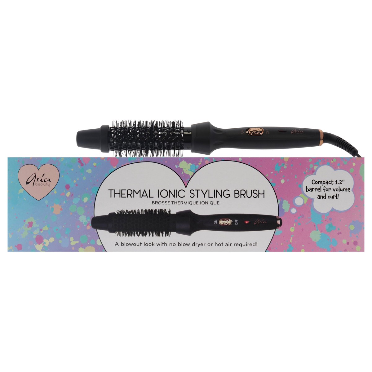 Aria Beauty Thermal Ionic Styling Brush - Black by Aria Beauty for Women - 12 Inch Brush