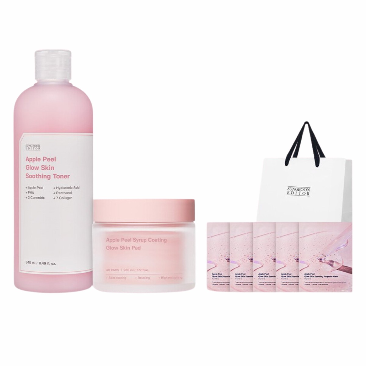 SUNGBOON EDITOR GIFT SET Apple Peel Toner Pads 5 Sheet Masks