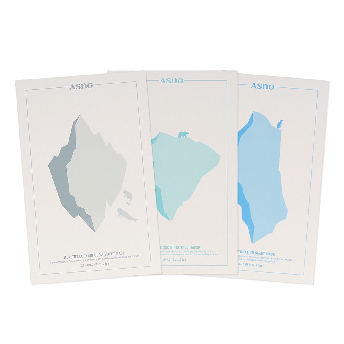 ASNO Rescue Sheet Mask Set ( 5 sheets x 3 types)