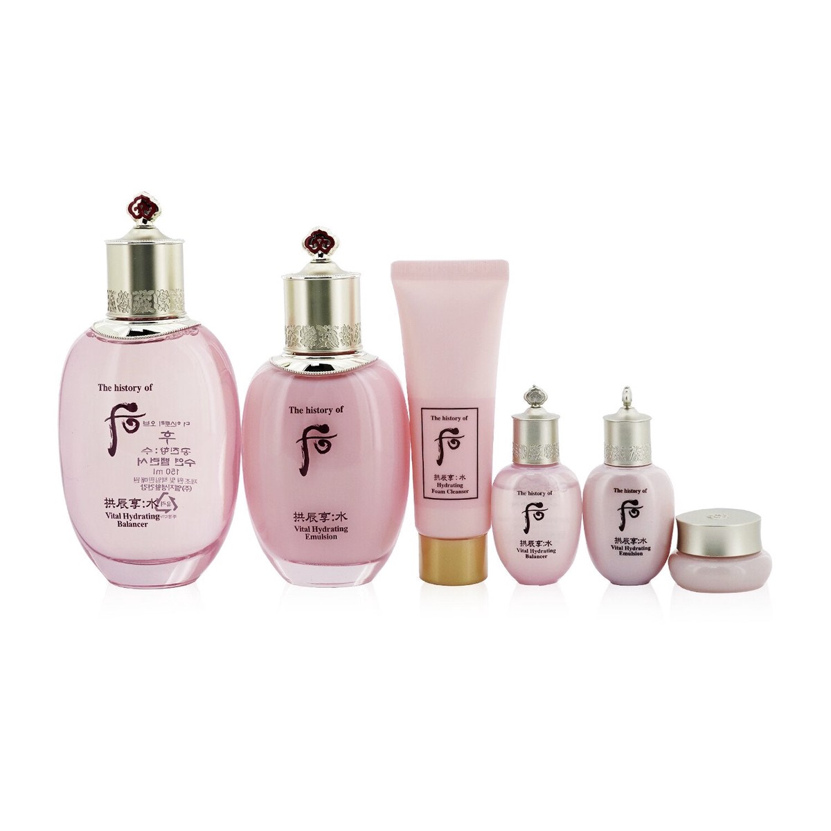 Whoo (The History Of Whoo) Gongjinhyang Soo Vital Hydrating Set Balancer (150ml20ml) Emulsion (110ml20ml) Cream 4ml Foam Cleanser 40ml (Exp Date 032022) 6pcs