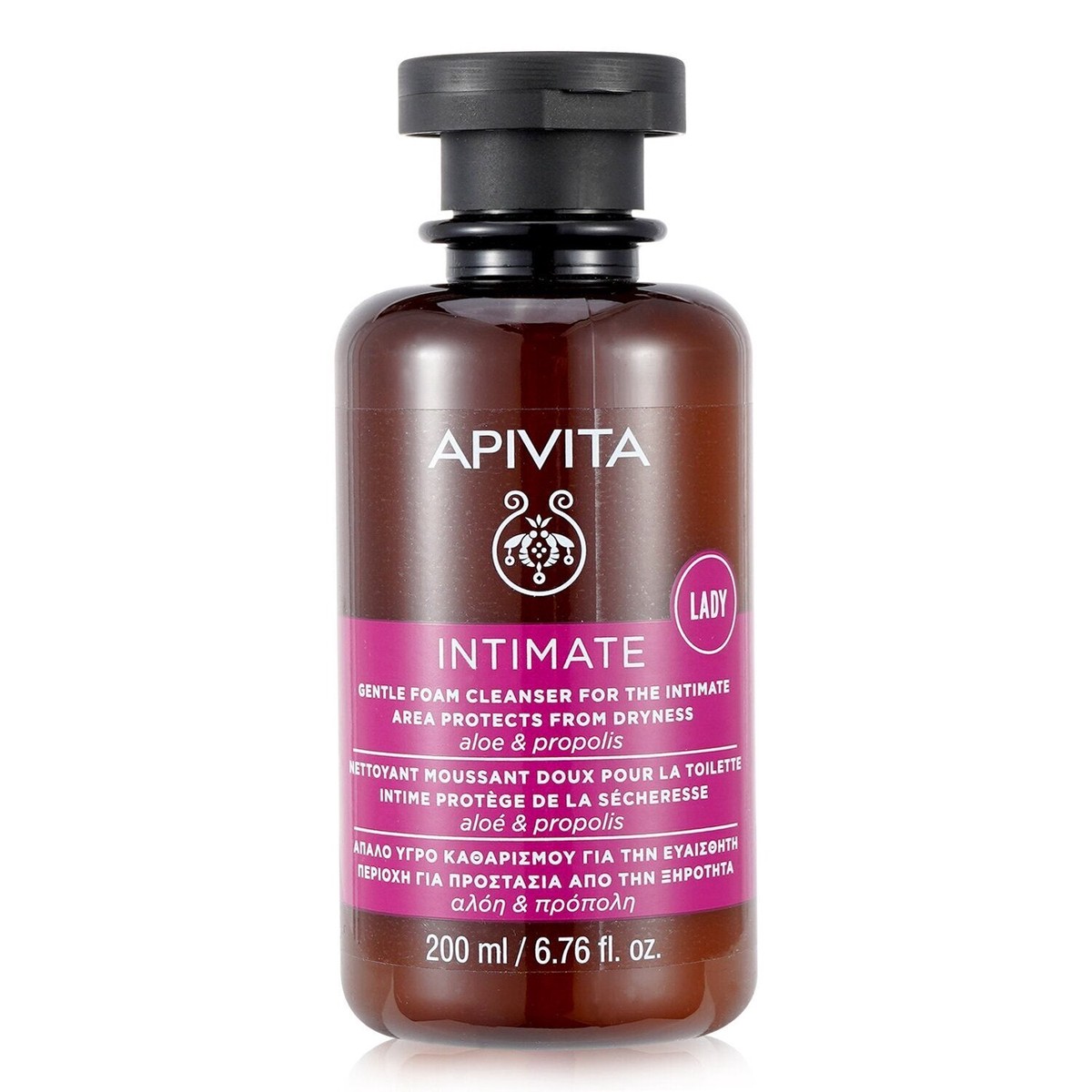 Apivita Intimate Gentle Foam Cleanser For The Intimate Area Protects From Dryness with Aloe Propolis (Exp Date 072023) 200ml68oz