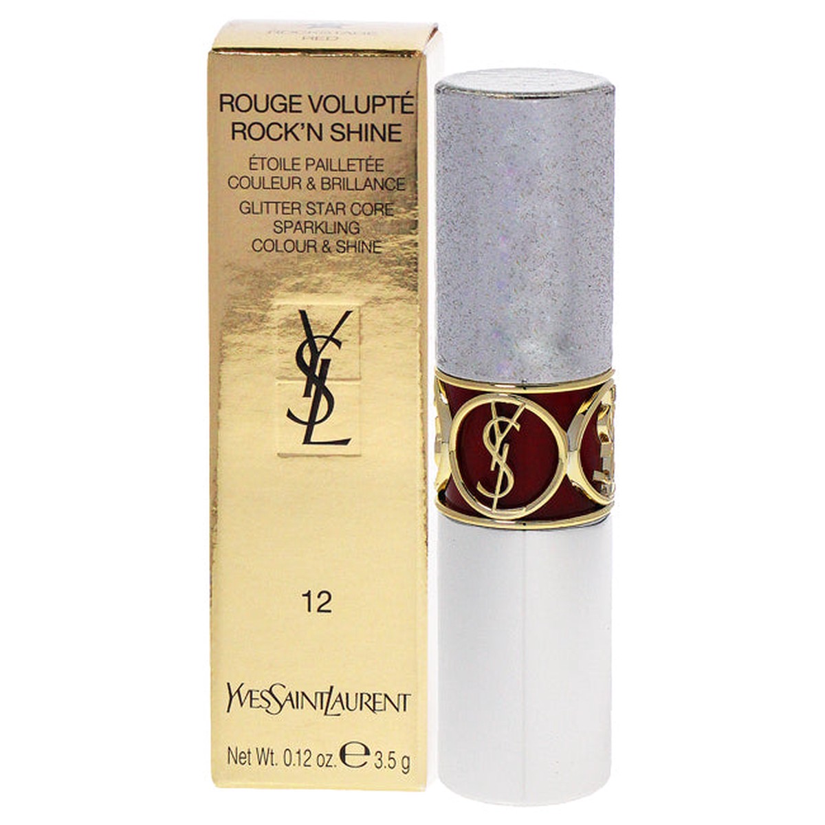Yves Saint Laurent Rouge Volupte RockN Shine Lipstick - 12 Rockstage Red by Yves Saint Laurent for Women - 012 oz Lipstick