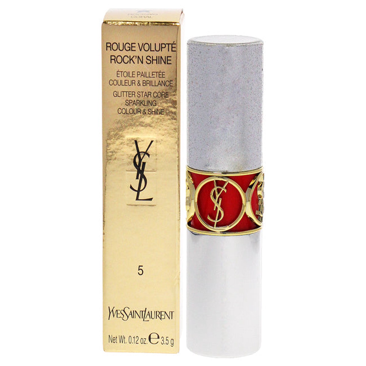 Yves Saint Laurent Rouge Volupte RockN Shine Lipstick - 05 Rocking Coral by Yves Saint Laurent for Women - 012 oz Lipstick