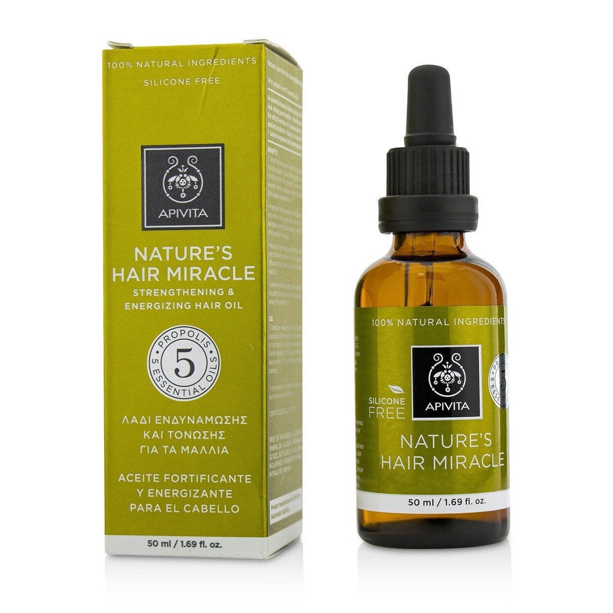 Apivita Natures Hair Miracle Strengthening Energizing Hair Oil with Propolis 50ml169oz