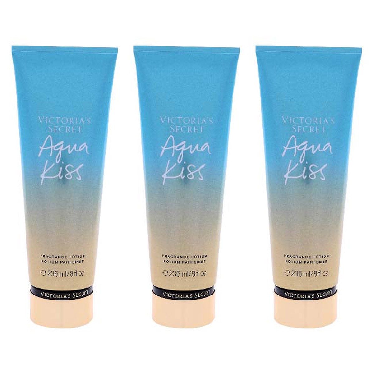 Victorias Secret Aqua Kiss Fragrance Lotion by Victorias Secret for Women - 8 oz Body Lotion - Pack of 3