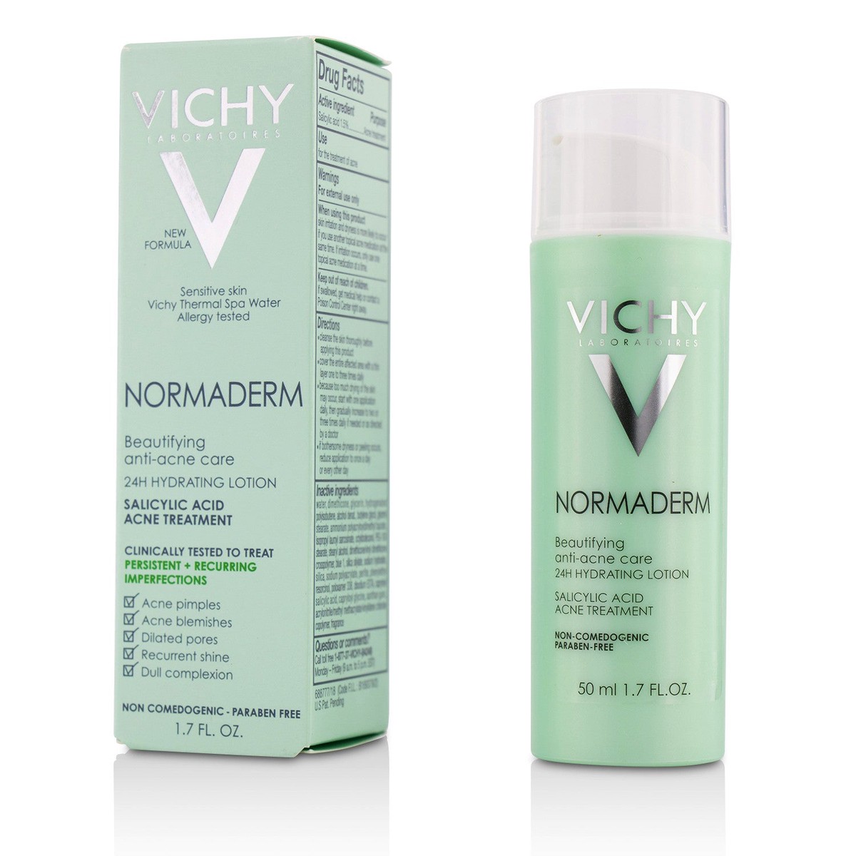 Vichy Normaderm Beautifying Anti-Acne Care - 24H Hydrating Lotion Salicylic Acid Acne Treatment 50ml17oz