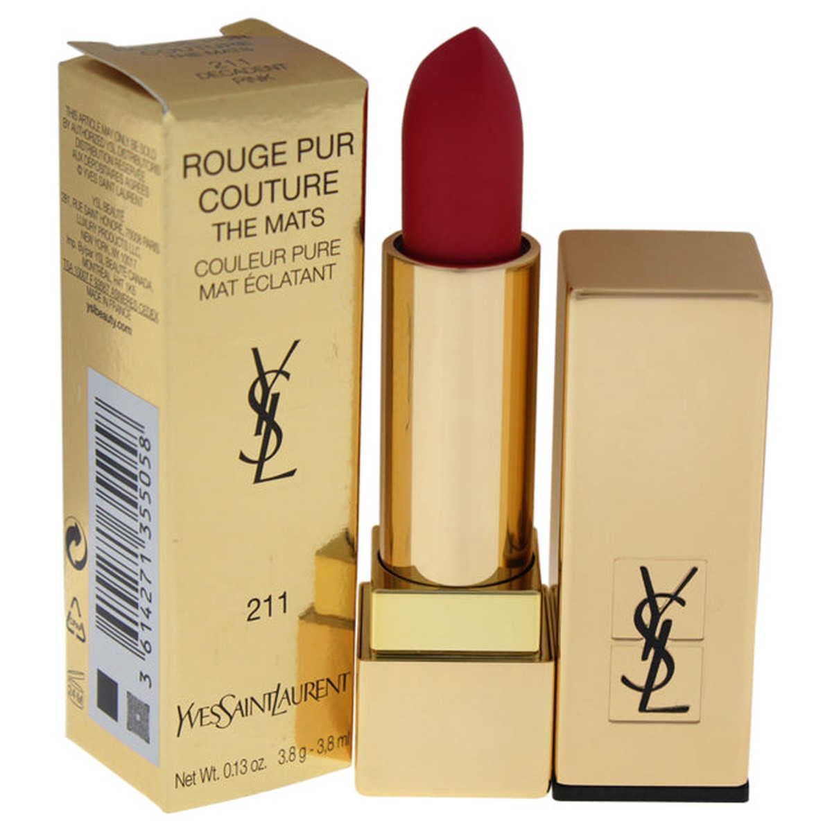 Yves Saint Laurent Rouge Pur Couture The Mats -211 Decadent Pink by Yves Saint Laurent for Women - 013 oz Lipstick